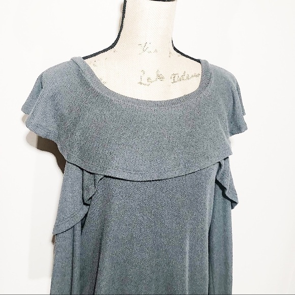 Grey Ruffle Sweater Top - Picture 2 of 7